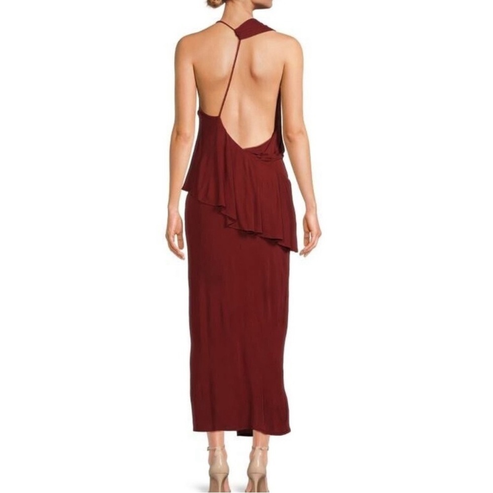 NWOT Reiss Xena Asymmetrical Halter Dress Dark Red Sz 2 $345 - Picture 2 of 12